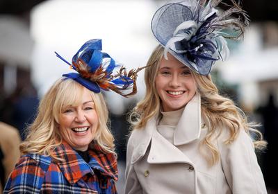 Julie Harris from Carmarthen, Wales with her daughter Elin Harris ahead of Day 2 of the Cheltenham Festival 12/3/2025-stock-photo