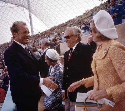 von links: Willy BRANDT, SPD, Politiker, Bundeskanzler, Fuerst RAINIER von MONACO, Fuerstin GRACIA PATRICIA, PATRIZIA, G-stock-foto