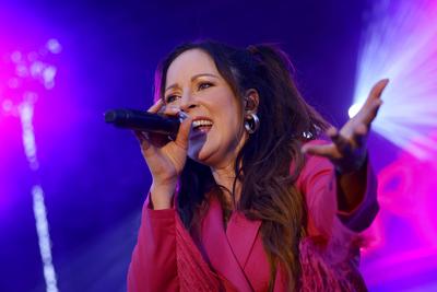 S?ngerin Jasmin Wagner (Bl?mchen) bei der Open Air Show Die 90er live von Markus Krampe am F?hlinger See. K?ln, 20.08.2-stock-photo