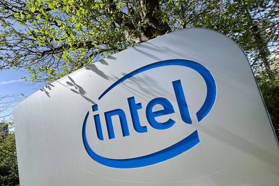 INTEL Logo,Firmenemblem, Intel Corporation ist ein US-amerikanischer Halbleiterhersteller mit Hauptsitz im kalifornische-stock-photo