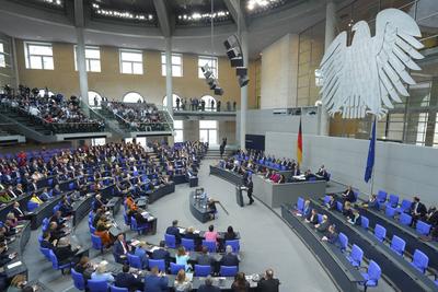 Symbolfoto und Themenfoto Plenarsaal im Deutschen Bundestag-stock-foto