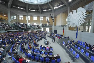 Symbolfoto und Themenfoto Plenarsaal im Deutschen Bundestag-stock-foto