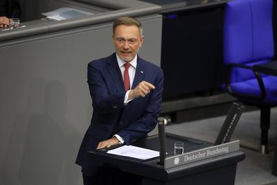 Berlin, 13.03.2025 213. Sitzung des Deutschen Bundestages Christian Lindner (FDP) Erste Beratung des von den Fraktionen-stock-foto