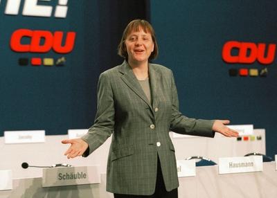 Dr. Angela Merkel, designierte CDU- Parteivorsitzende. Essen , den 09.04.2000, Essen Deutschland PUBLICATIONxINxGERxSUI-stock-foto