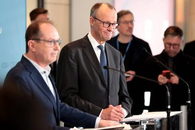 Dobrindt + Merz-stock-foto