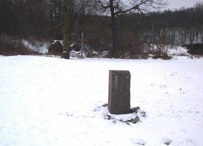 Holzkreuz und Gedenkstein im polnischen Zdroje (fr?her Finkenwalde) bei Stettin (Sczcecin) am 30.01.06. Der gro?e, etwas-stock-foto
