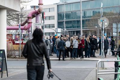 Aktion vor den Parteizentralen von CDU und SPD-stock-foto