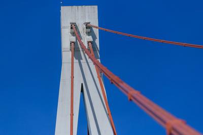 Creative Highlights World  pylon of the danube river that crosses the river near hainburg, austria *** mast der donau, d-stock-photo