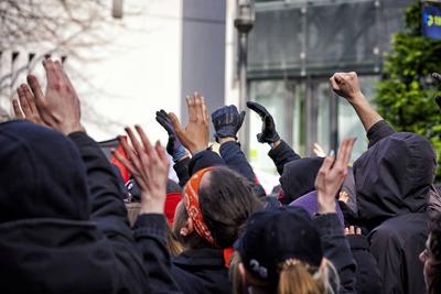 Anti Neonazi Demo in Essen-stock-foto