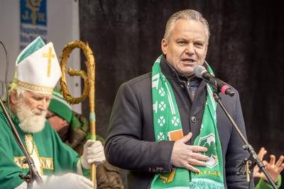St. Patrick's Day in M?nchen, Parade am Sonntag, Christian Scharpf, neuer M?nchner Wirtschaftsreferent, 16. M?rz 2025-stock-foto