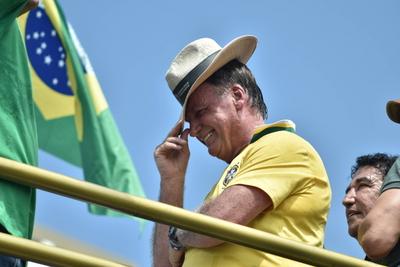 Pro-amnesty act by Bolsonaro held in Copacabana in Rio de Janeiro.-stock-photo