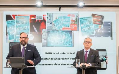 20250317 OeVP Praesentation Plakate zur Wien-Wahl-stock-foto