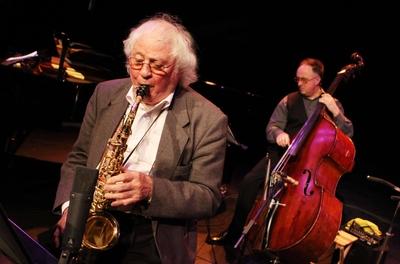 77/ Konzert: Emil Mangelsdorff Quartett, Emil Mangelsdorff, im Haus der Berliner Festspiele, Jazzmusiker, Saxophon, Musi-stock-photo