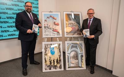 20250317 OeVP Praesentation Plakate zur Wien-Wahl-stock-foto