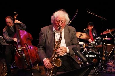 77/ Konzert: Emil Mangelsdorff Quartett, Emil Mangelsdorff, im Haus der Berliner Festspiele, Jazzmusiker, Saxophon, Musi-stock-photo