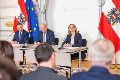 20250318 Pressekonferenz zur Arbeitsklausur der Bundesregierung im Bundeskanzleramt-stock-foto
