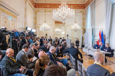 20250318 Pressekonferenz zur Arbeitsklausur der Bundesregierung im Bundeskanzleramt-stock-foto