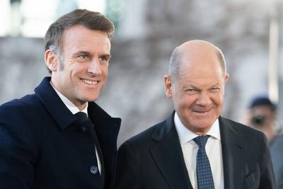Emmanuel Macron Staatspraesident der Franzoesischen Republik zu Besuch im Bundeskanzleramt in Berlin-stock-photo