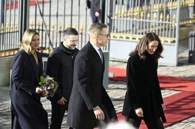 Ukrainian President Volodymyr Zelensky in Finland-stock-foto