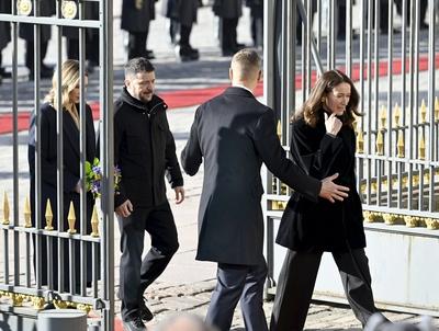 Ukrainian President Volodymyr Zelensky in Finland-stock-foto