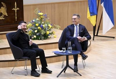 Ukrainian President Volodymyr Zelensky in Finland-stock-photo
