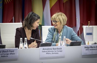 Side Event zum Thema Klimawandel und Sicherheit in Bergregionen - Annalena Baerbock (Buendnis 90/Die Gruenen), Bundesaus-stock-foto