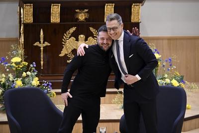 Ukrainian President Volodymyr Zelensky in Finland-stock-photo