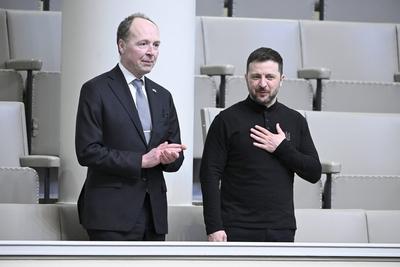 Ukrainian President Volodymyr Zelensky in Finland-stock-foto