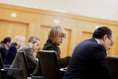 Helga Schmid, Generalsekretaerin der OSZE, aufgenommen im Rahmen der Unterstuetzungskonferenz fuer Moldau in Berlin, 05.-stock-foto