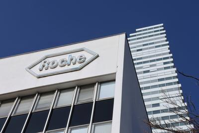 05.02.2025 Basel Schweiz. Bild : Roche Pharmakonzern Logo Schriftzug *** 05 02 2025 Basel Switzerland Image Roche pharma-stock-foto