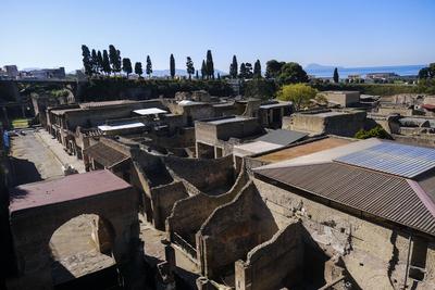 Ercolano ruins, reopened House of the Tuscanic Colonnade and the House of the Wooden Sacellum-stock-photo