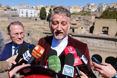 News - Ercolano ruins, reopened House of the Tuscanic Colonnade and the House of the Wooden Sacellum-stock-photo