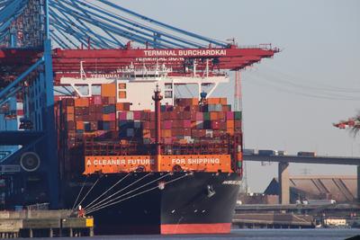 News Bilder des Tages Der Containerfrachter Hamburg Express der Reederei Hapag-Lloyd hat zum vorerst letzten Mal im Hamb-stock-photo
