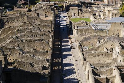 Ercolano ruins, reopened House of the Tuscanic Colonnade and the House of the Wooden Sacellum-stock-photo