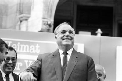 CSU Kundgebung zu den Europawahlen 1989 auf dem Marienplatz in M?nchen Deutschland Bundeskanzler H-stock-foto