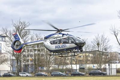 Pr?sentation neuer Polizeihubschrauber-stock-foto