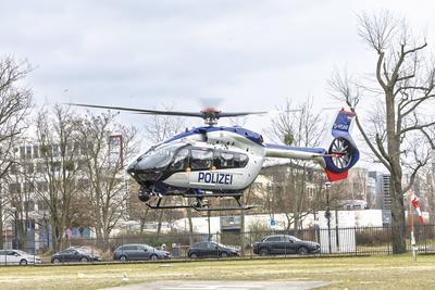 Pr?sentation neuer Polizeihubschrauber-stock-foto