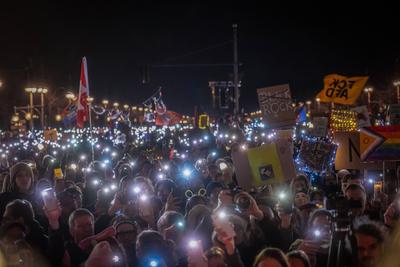 "Lichtermeer gegen den Rechtsruck" am Brandenburger Tor-stock-photo