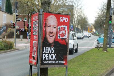 14.01.2025 Dortmund, Die Parteien haben ihre Plakataktionen begonnen. Plakate der SPD, CDU, FDP, Die Gr?nen, Volt und ML-stock-foto