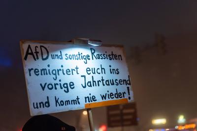 Demonstration gegen Rechtsextremismus und f?r Demokratie in Oldenburg, 01.02.2025-stock-foto