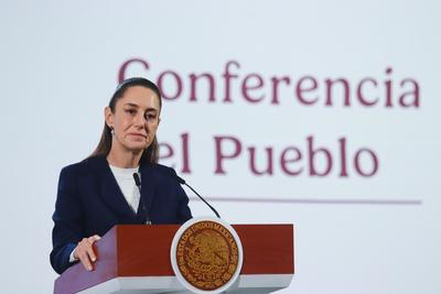 Mexico?s President Claudia Sheinbaum Briefing Conference-stock-foto