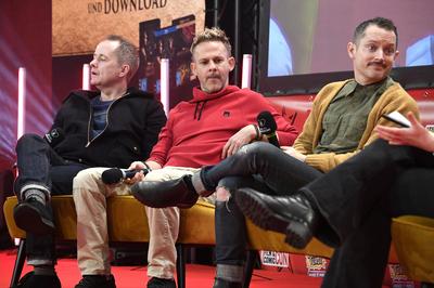 Billy Boyd, Dominic Monaghan, Elijah Wood-stock-foto