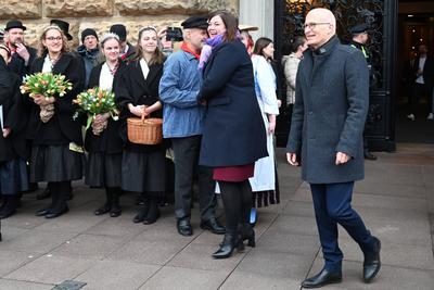 Neujahrsempfang von Hamburgs Ersten B?rgermeister Dr. Peter Tschentscher und der zweiten B?rgermeisterin Katharina Fegebank im Hamburger Rathaus-stock-foto