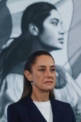 Mexico?s President Claudia Sheinbaum Briefing Conference-stock-foto