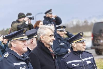 Pr?sentation neuer Polizeihubschrauber-stock-foto