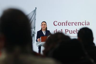 Mexico?s President Claudia Sheinbaum Briefing Conference-stock-foto