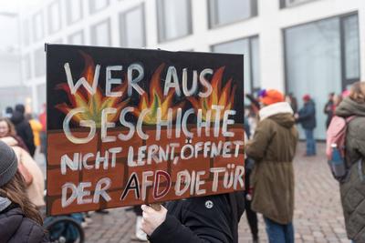 Demonstration gegen Rechtsextremismus und f?r Demokratie in Oldenburg, 01.02.2025-stock-foto