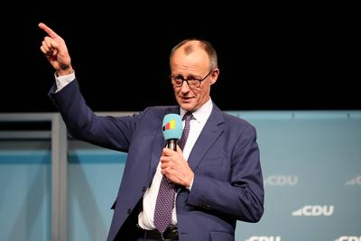 Wahlkampf, Wahlkampftour, CDU, Christlich Demokratische Union Deutschlands-stock-foto