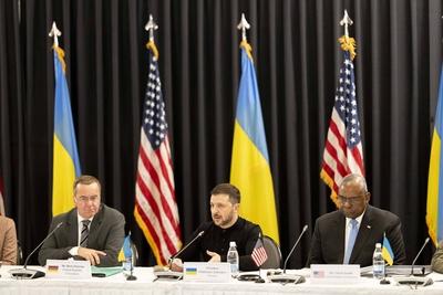 Ukraine Defense Contact Group meeting Ramstein-stock-foto