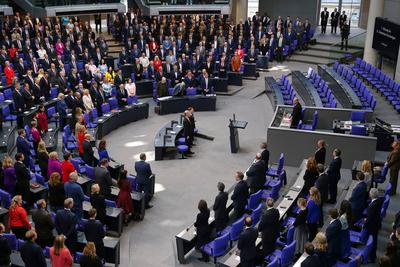 Berlin, Deutschland, 25.03.2025: Deutscher Bundestag: Konstituierende Sitzung des 21. Deutschen Bundestags: Die Abgeordn-stock-photo